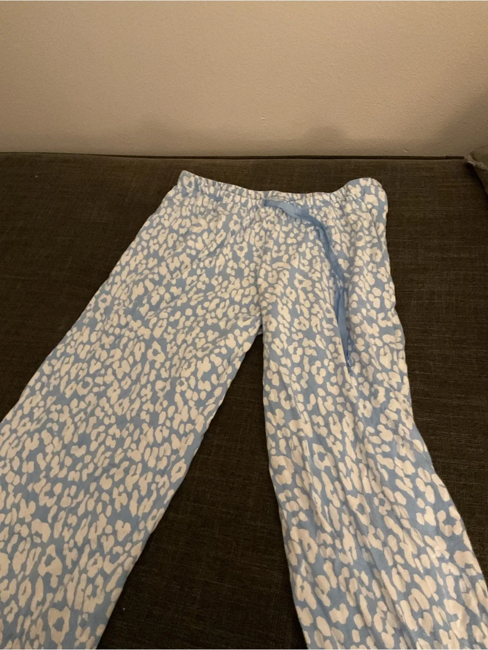 HUE Light Blue and White Leopard Print Kids Pajama Bottoms